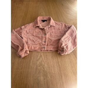 Forever 21 Pink Corduroy Cropped Jacket Women’s Small Blush Button Front